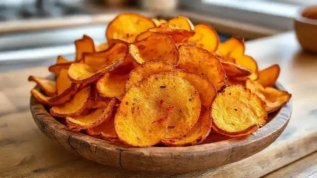 chips de batata doce assada