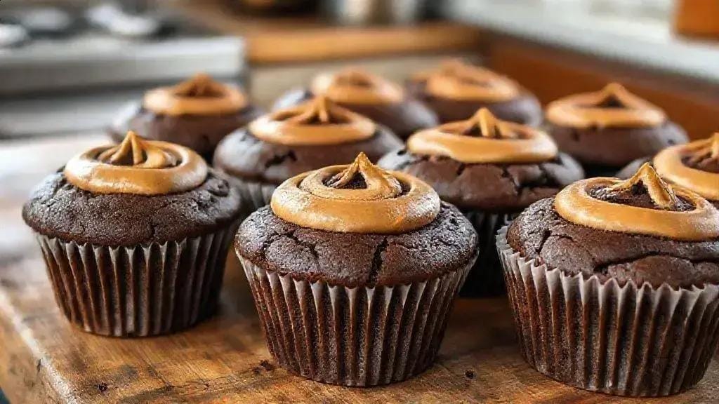 muffin proteico de chocolate com pasta de amendoim