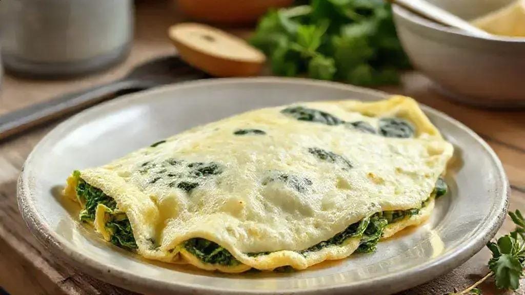 Omelete de claras com espinafre