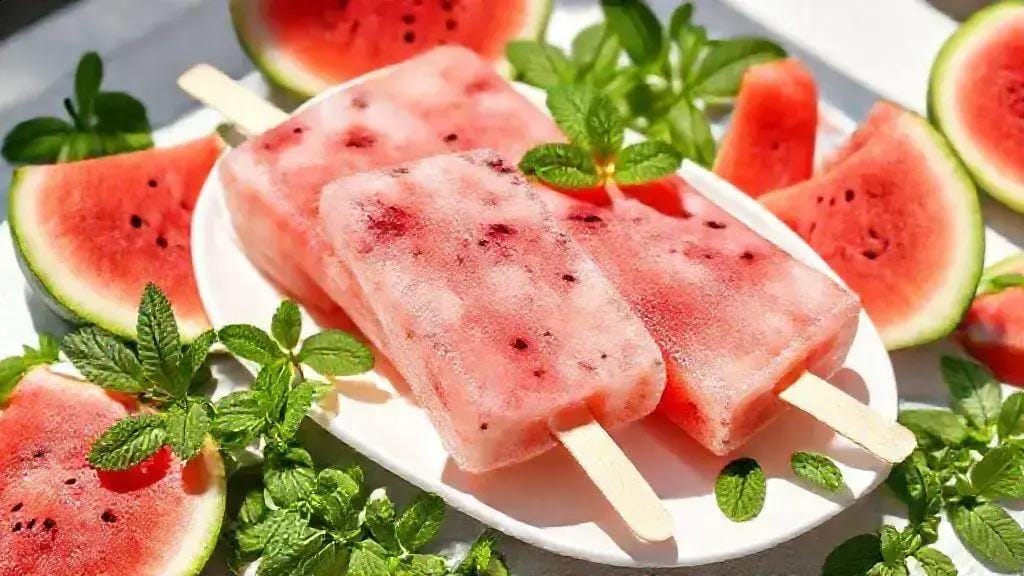 picolé detox de melancia e hortelã