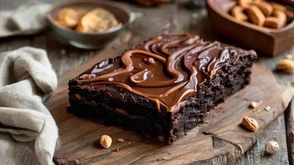 O toque da pasta de amendoim que transforma o brownie proteico no melhor pós-treino 1 brownie proteico de chocolate com pasta de amendoim