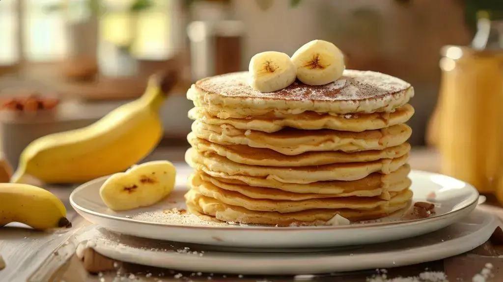 Melhor que pão: panqueca proteica de banana fácil e leve para café da manhã fit 1 panqueca proteica de banana com farinha de amêndoas