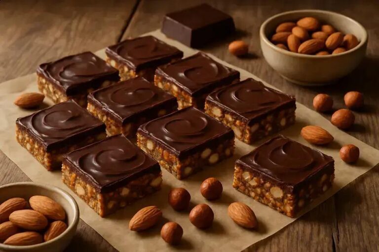 Barrinha proteica de castanhas sem açúcar: crocante, fácil e irresistível para lanche saudável 7 barrinha proteica de castanhas com chocolate 70%