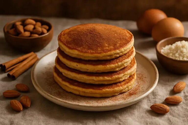 Panqueca low carb de amêndoas: pronta em 12 minutos, fofinha e sem trigo 13 panqueca low carb de amêndoas