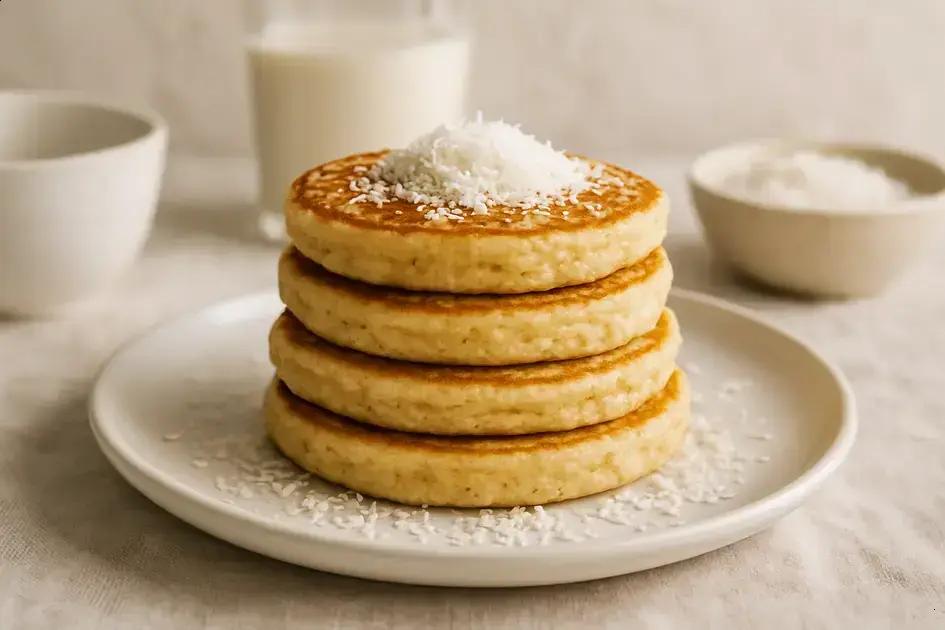 Panqueca proteica de coco com whey: pronta em 10 minutos, fofinha e sacia muito 1 panqueca proteica de coco com whey