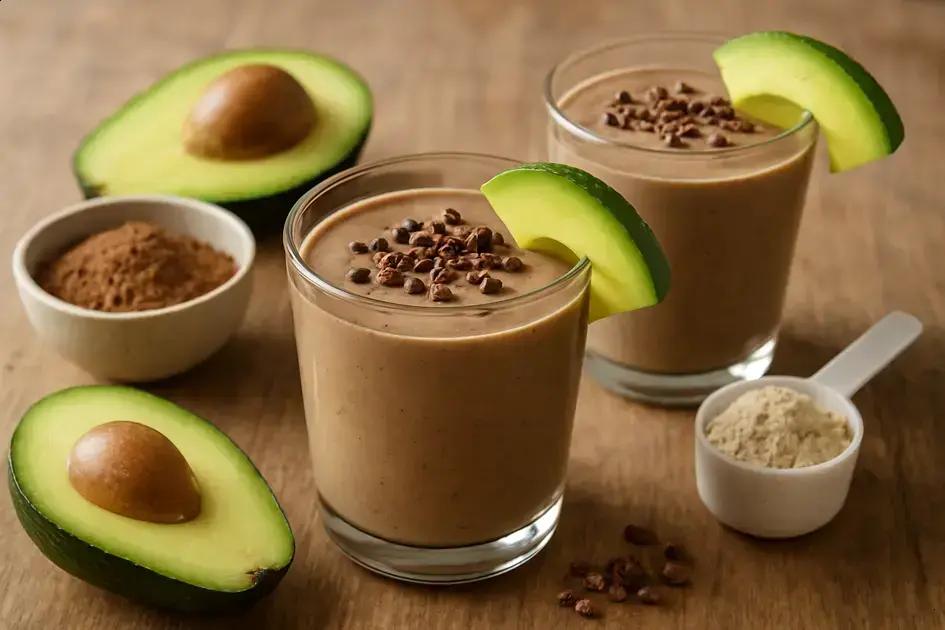 Smoothie proteico de abacate com cacau: saciedade instantânea, cremoso e pronto em 5 minutos 1 smoothie proteico de abacate com cacau